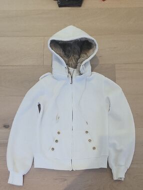 Juicy Couture White Faux Fur-Trim Hoodie